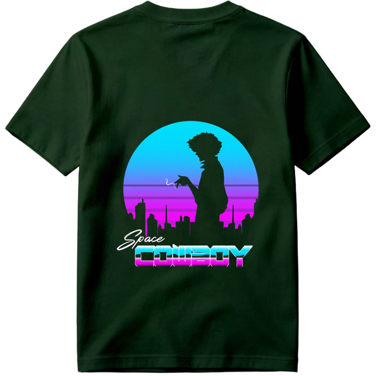 Space Cowboy - Silhouette of a Man Against a Retro-Futuristic Cityscape - Tee