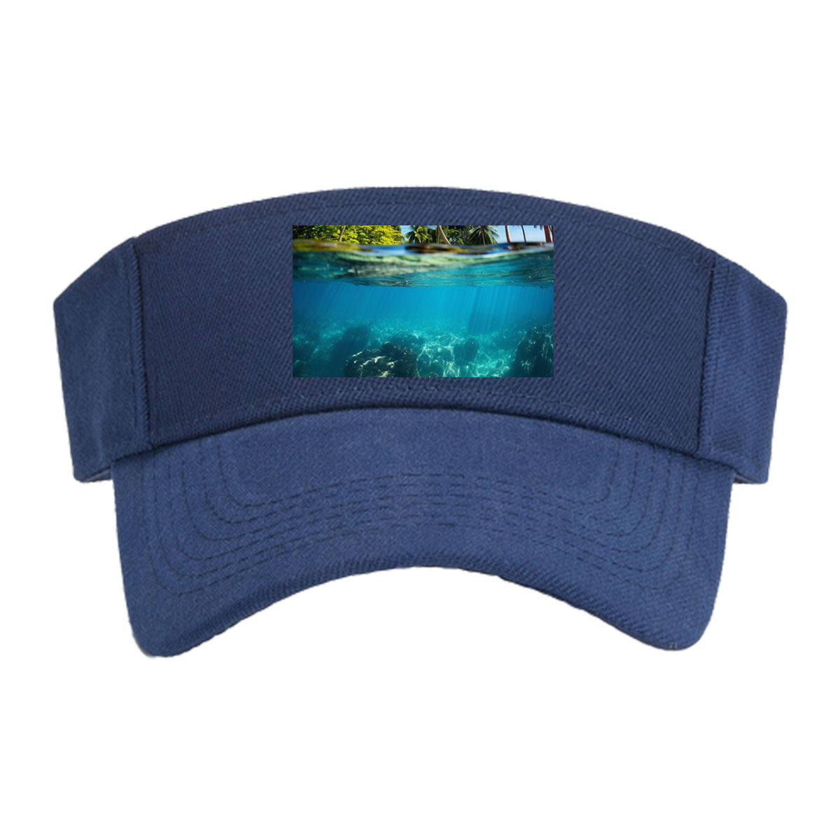 Tropical Paradise: Palm Trees and Coral Reef Underwater -  Visor cap