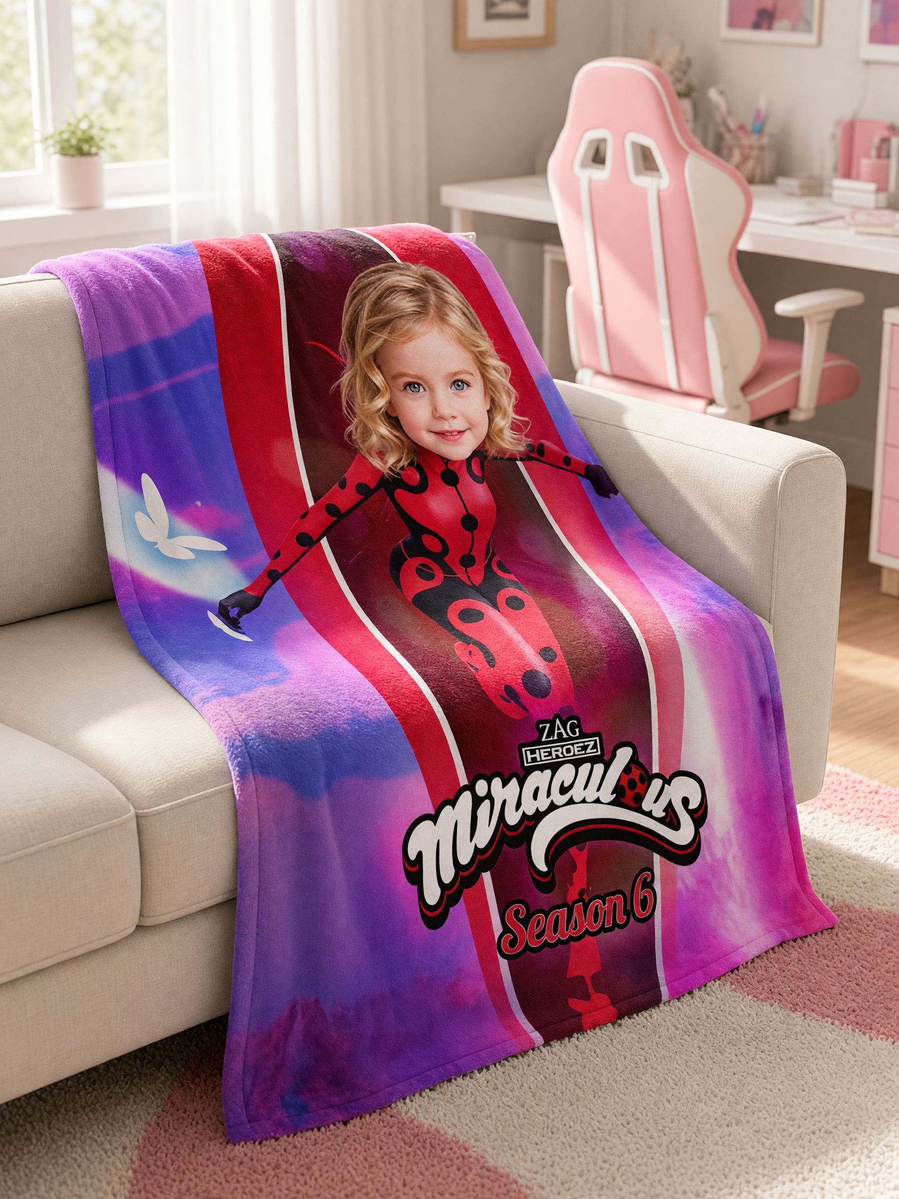 Custom Face Blanket Personalized Superhero Photo Flannel Throw for Kids, Soft Plush Bed Sofa Fleece Gift