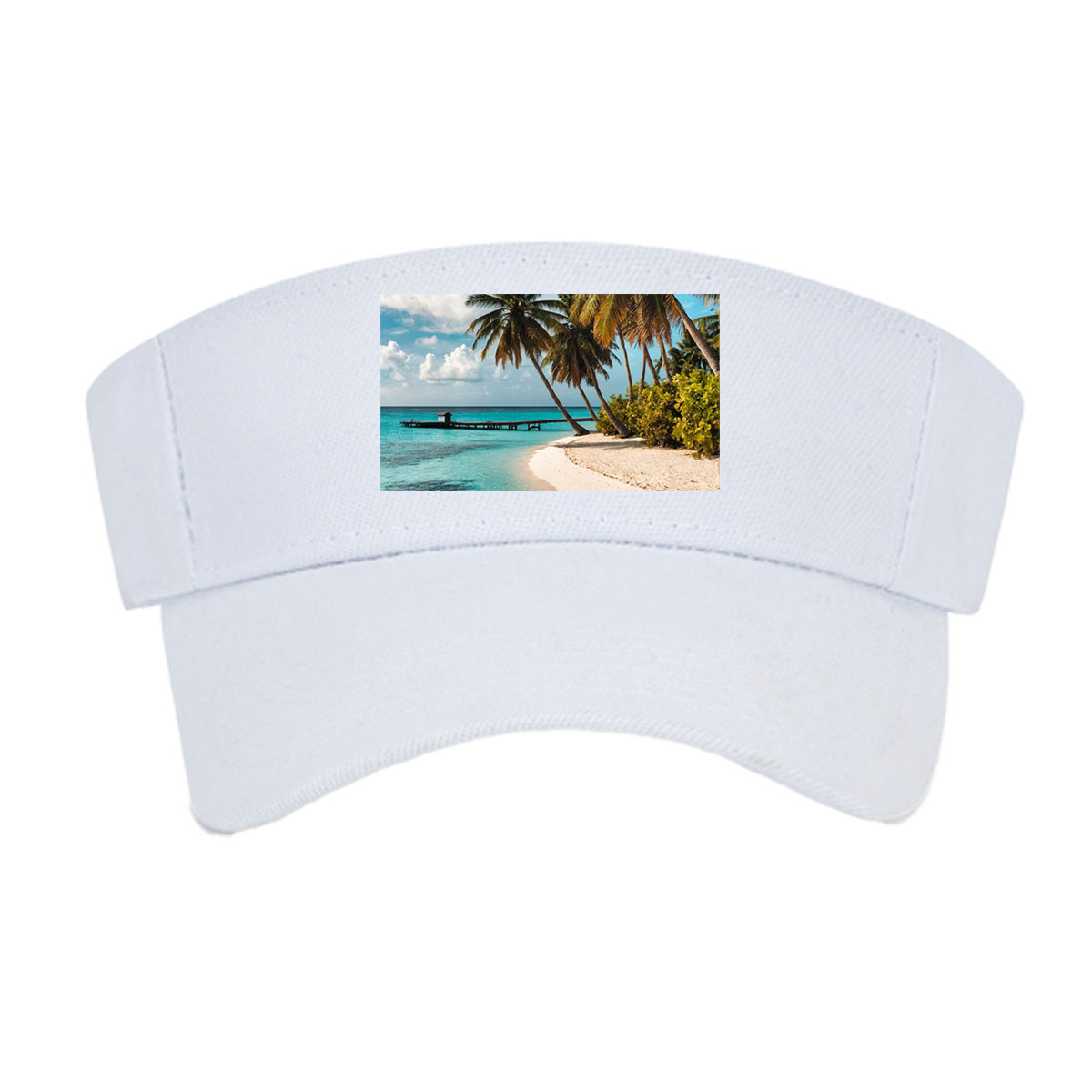 Tropical Beach with Palm Trees and Crystal Clear Water -  Visor cap