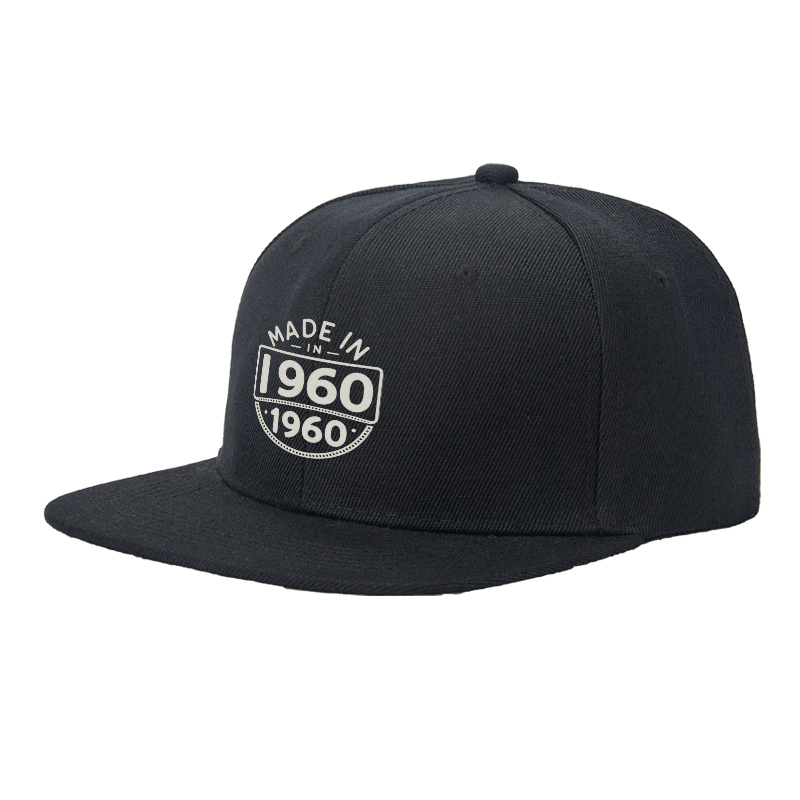 Flat Brim Baseball Cap Made in 1960 Vintage Logo Streetwear Skate Underground Style for Basketball Court Skate Park Urban Lifestyle Hip Hop Riders and Street Culture Enthusiasts