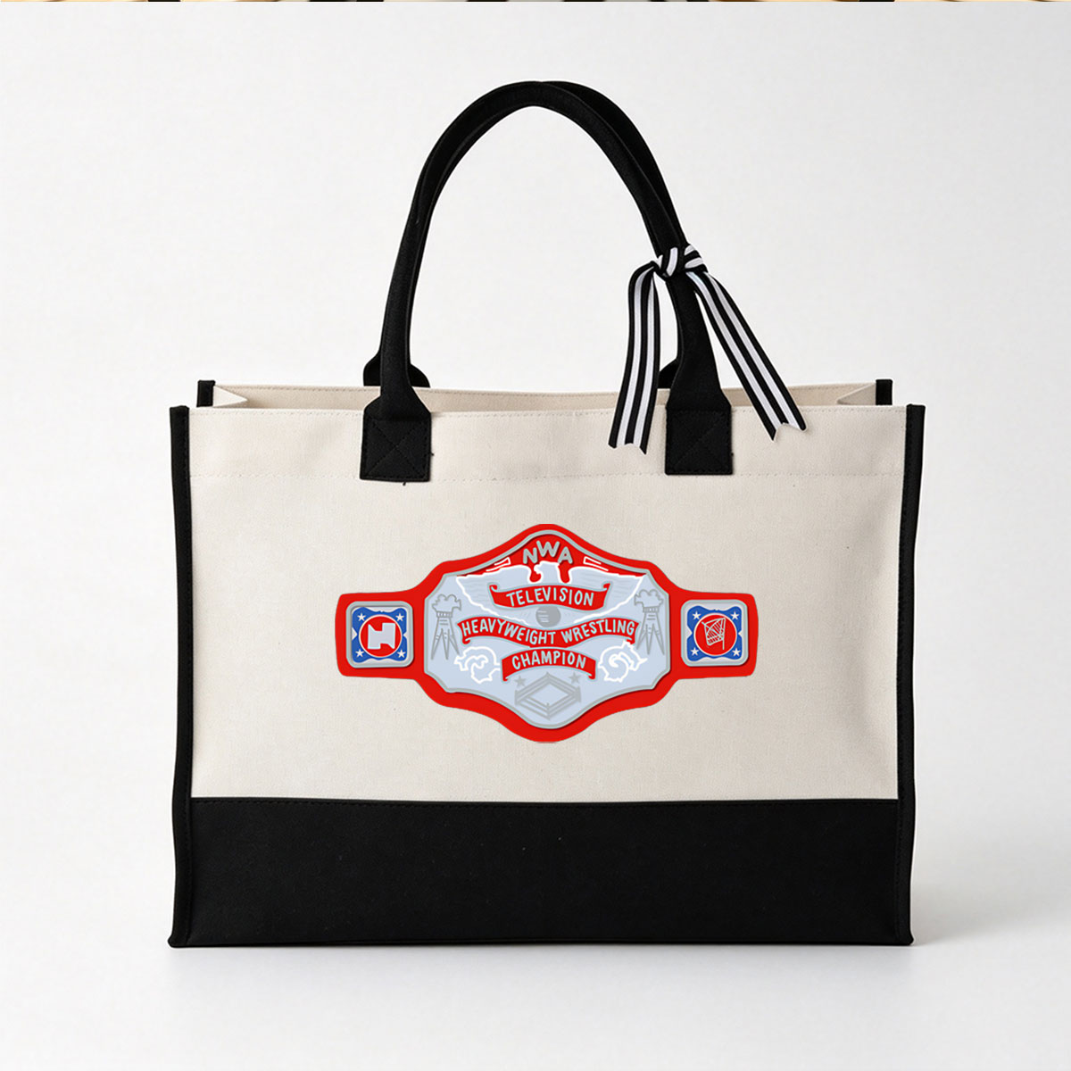 NWA Television Heavyweight Wrestling Champion Belt - Canvas patchwork gift tote bag