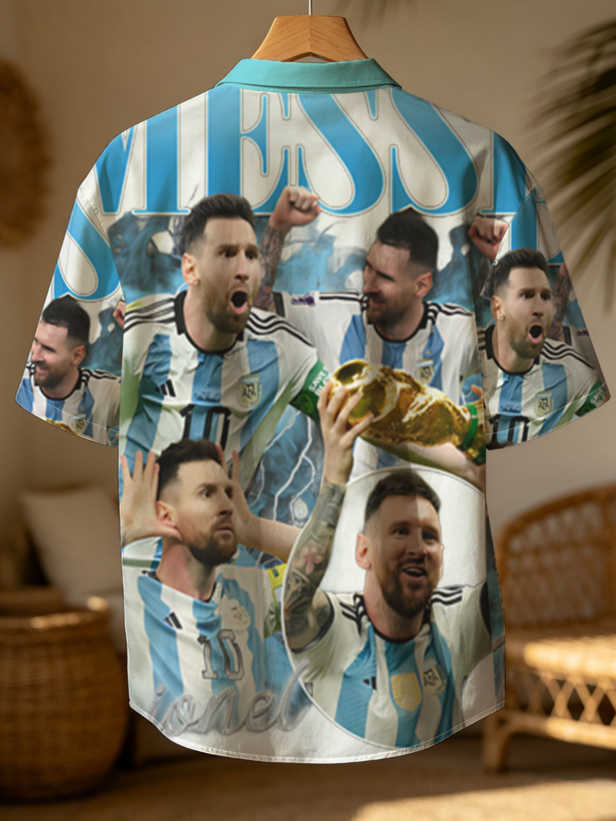 Lionel Messi Celebrates Argentina's Victory with the World Cup Trophy -  Shirt