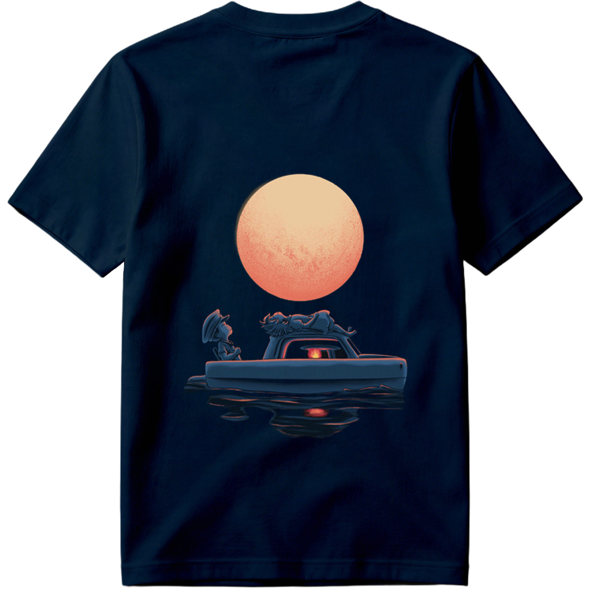 Mario and Bowser in a Boat Under the Moon - Tee
