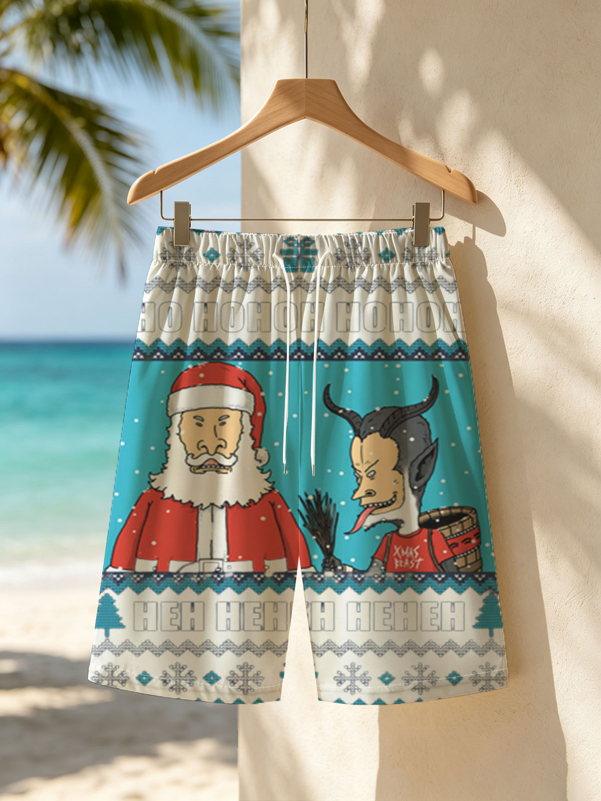 Santa and the Xmas Beast: Ho Ho Ho, Heh Heh Heh -  Beach shorts