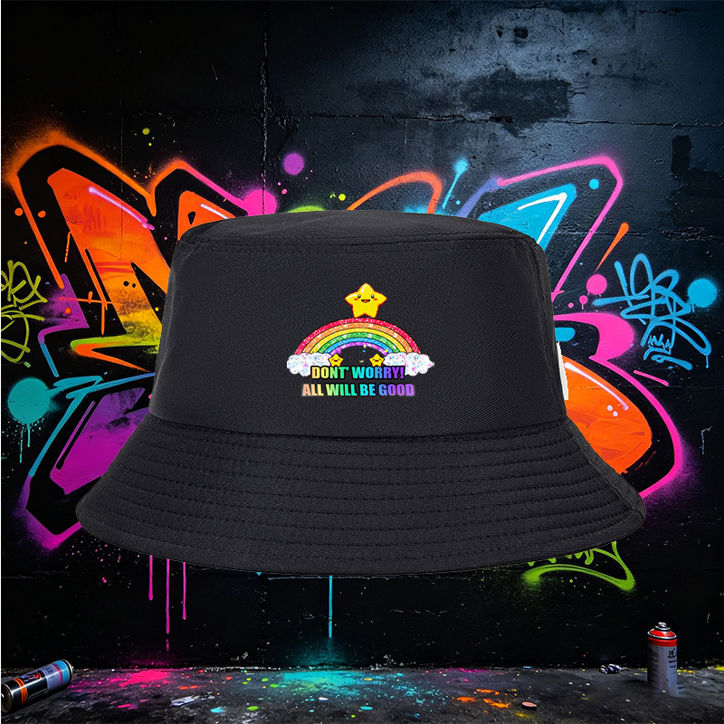 Unisex Bucket Hat with Rainbow Star Print 