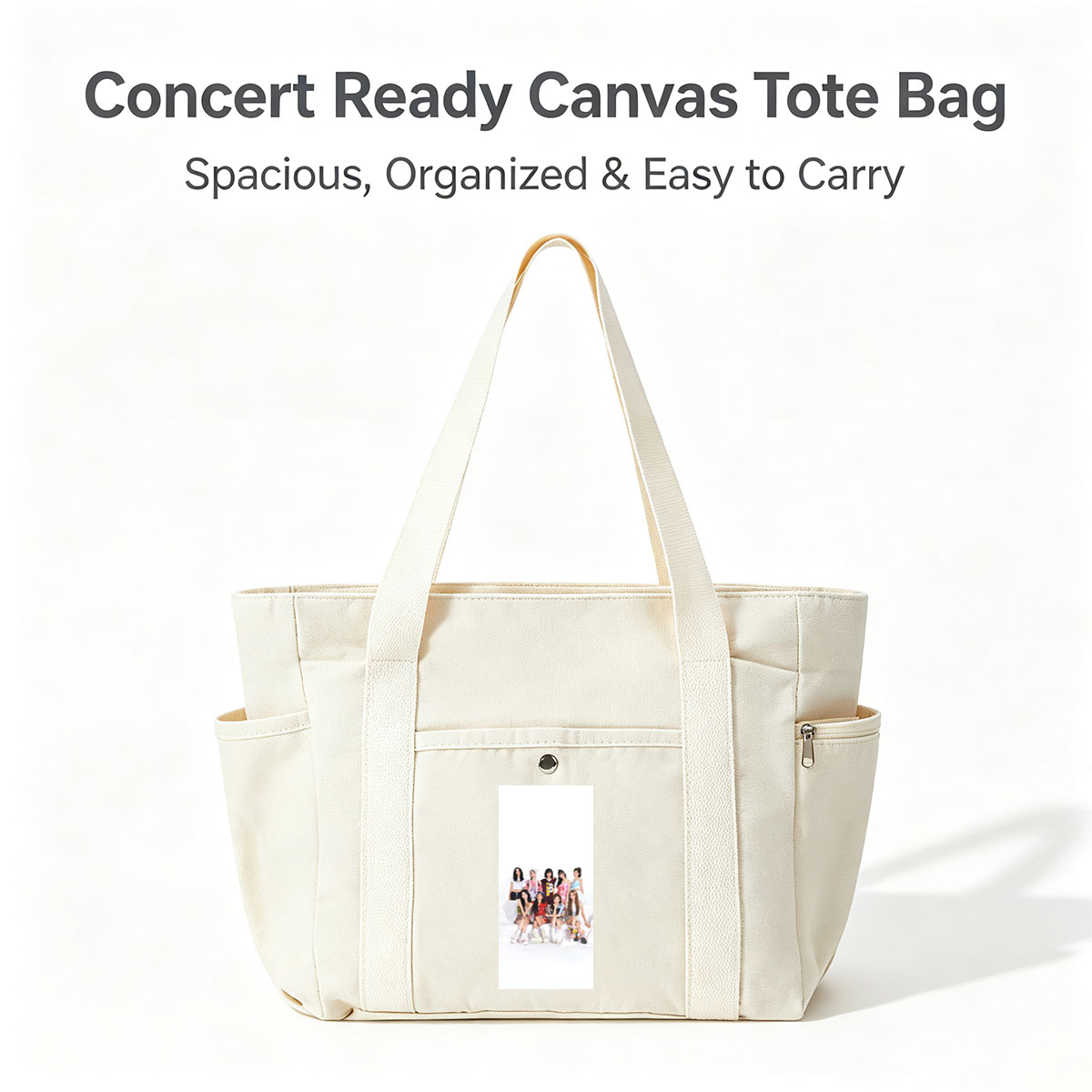 K-pop Girl Group in Casual Outfits Posed on White Background - Multi-pocket bags