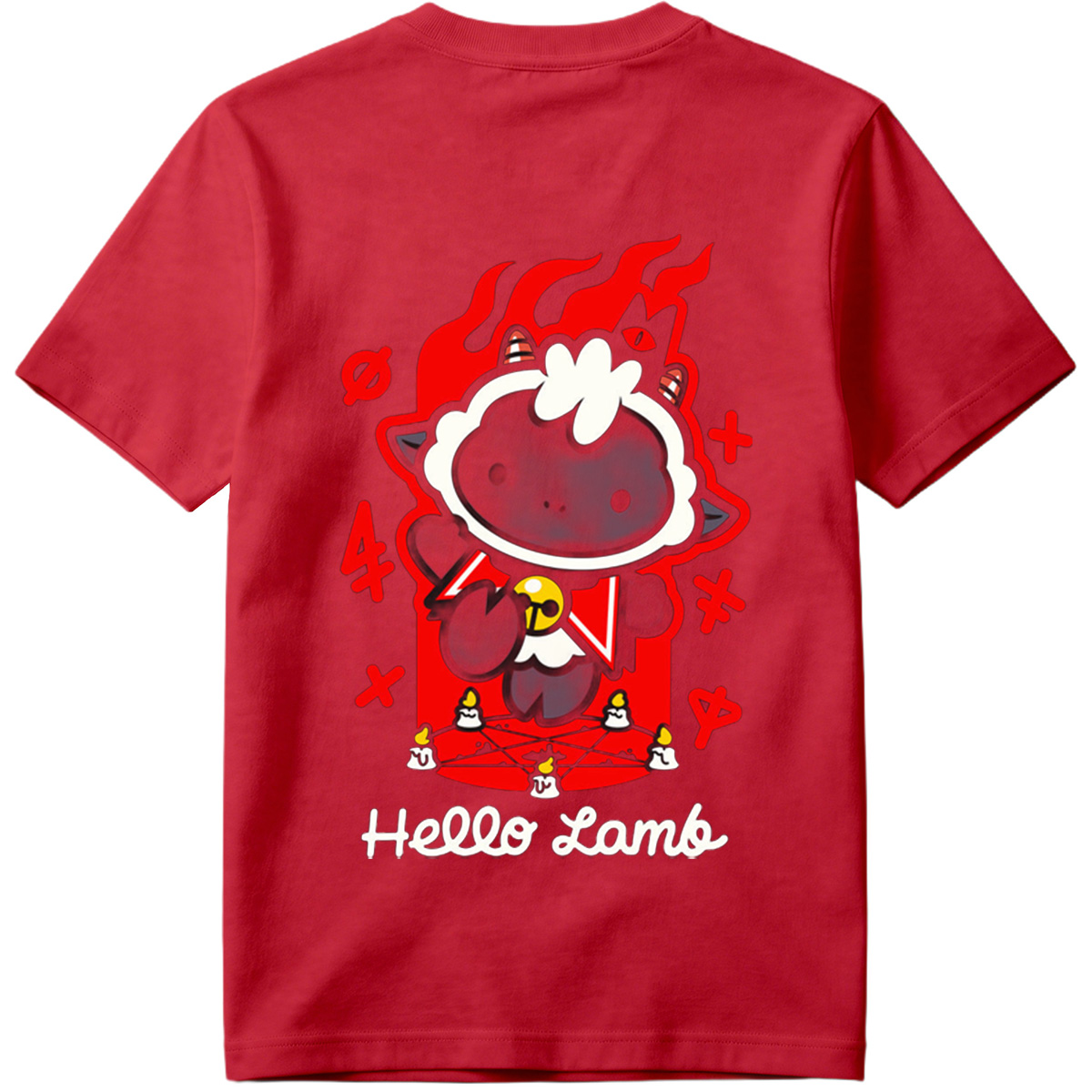 Hello Lamb: Dark Sheep with Flames and Ritual Symbols - Tee