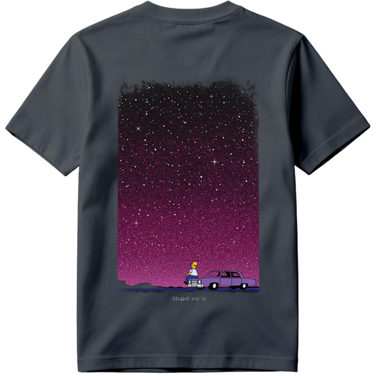 Homer Simpson Stares at the Stars in a Purple Sky - Tee
