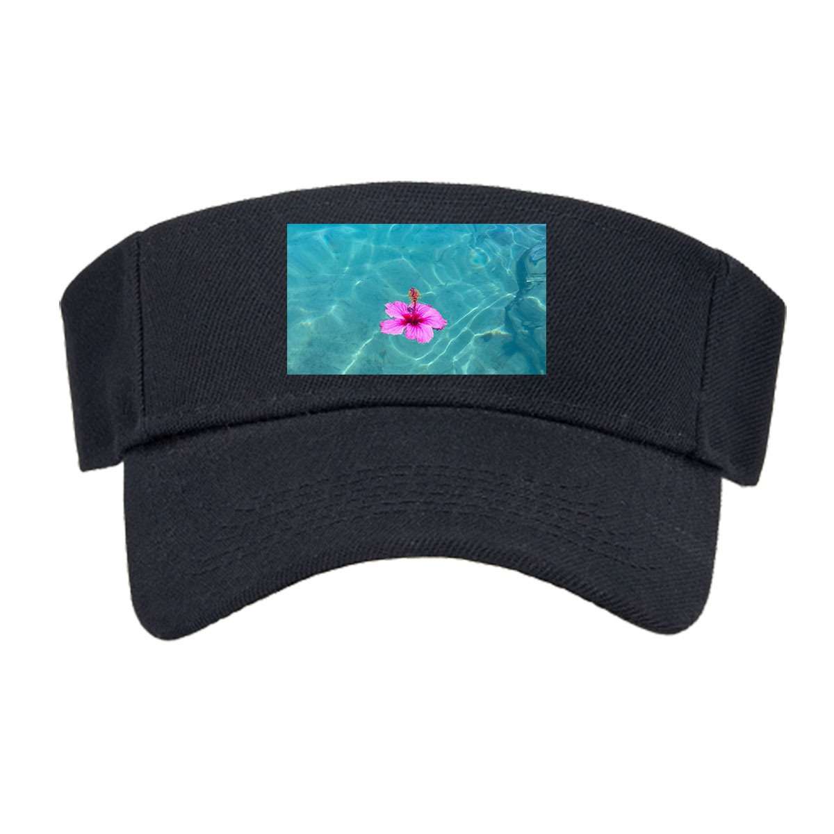 Pink hibiscus floating on crystal clear turquoise water -  Visor cap