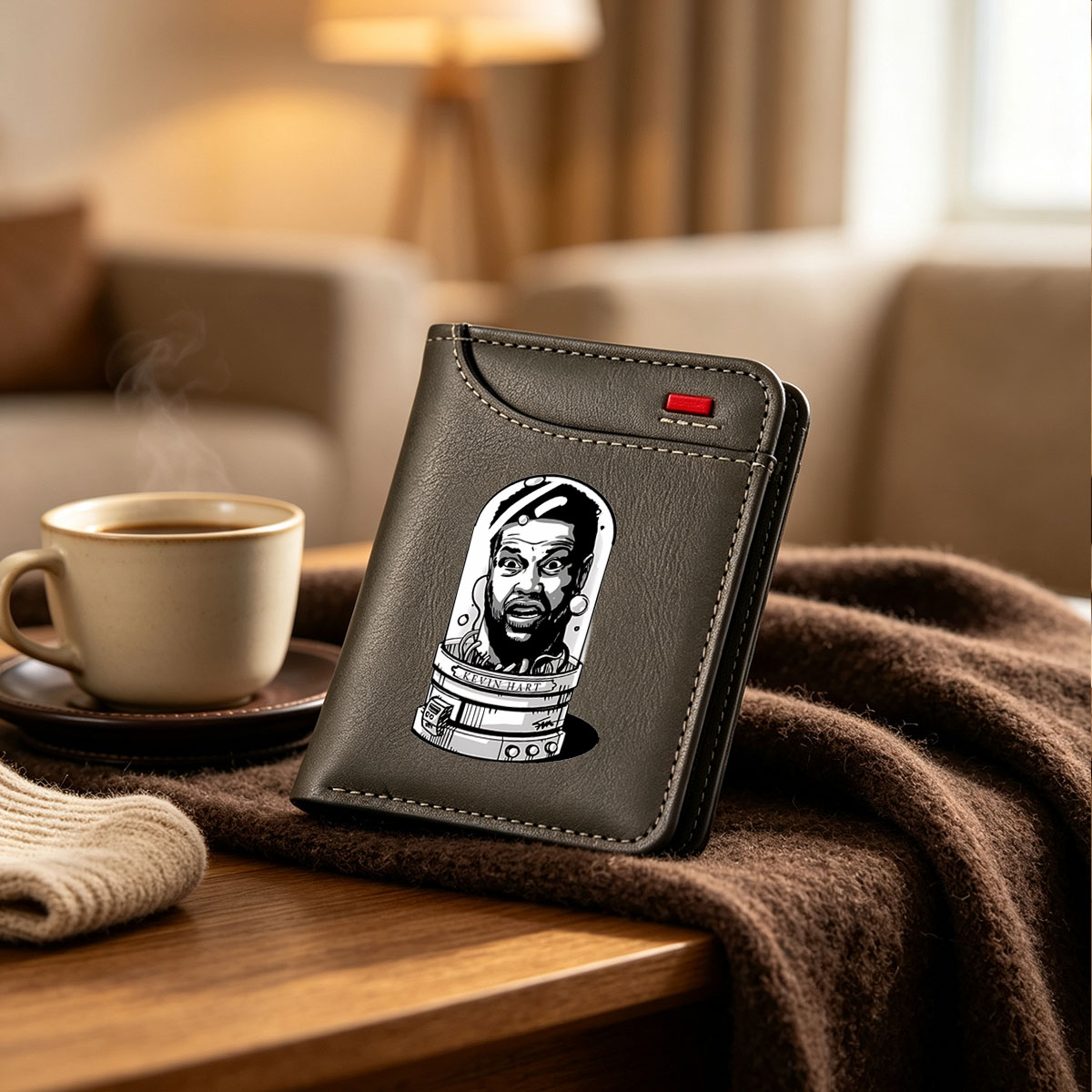 Kevin Hart in a Space Helmet Caricature - Vertical Style Wallet