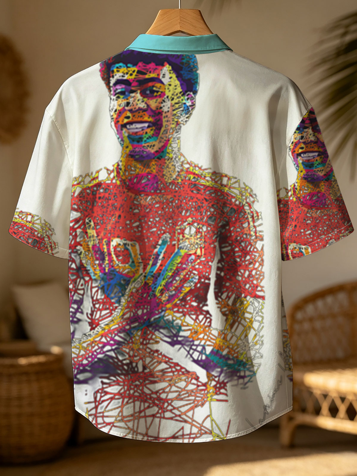 Lamine Yamal, vibrant line art portrait of the footballer in a red jersey with number 19, arms crossed, against a black background. -  Shirt