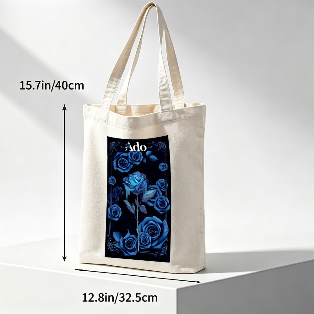 Ado Dark Blue Roses Artistic Floral Design - Canvas tote bags