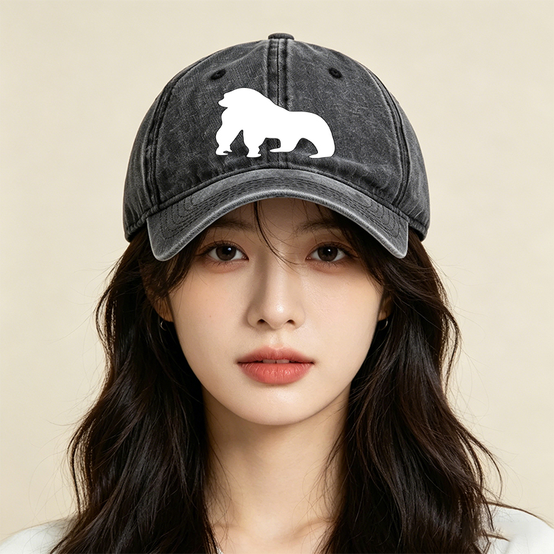 Unisex Classic Washed Cap with Lion Silhouette Print + Unisex Classic Washed Cap for Outdoor Activities, Travel, and Casual Wear + Ideal for Adults Seeking Stylish and Comfortable Headwear