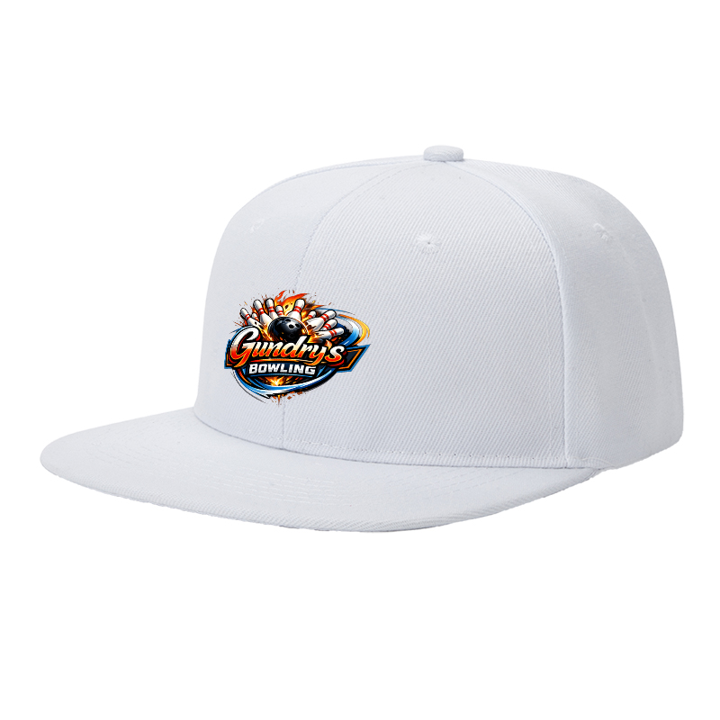 Flat Brim Baseball Cap Gundrys Bowling Flame Logo Streetwear Underground Skate Style for Bowling Alley Urban Players and Hip Hop Enthusiasts