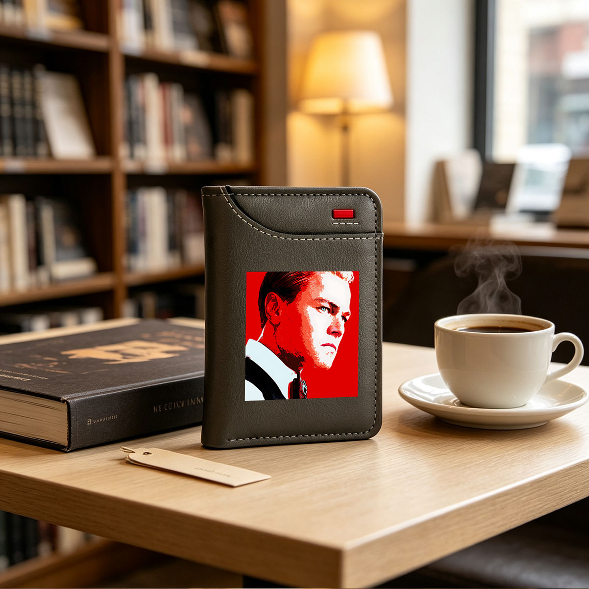 Leonardo DiCaprio in a Bold Red Portrait Style - Vertical Style Wallet