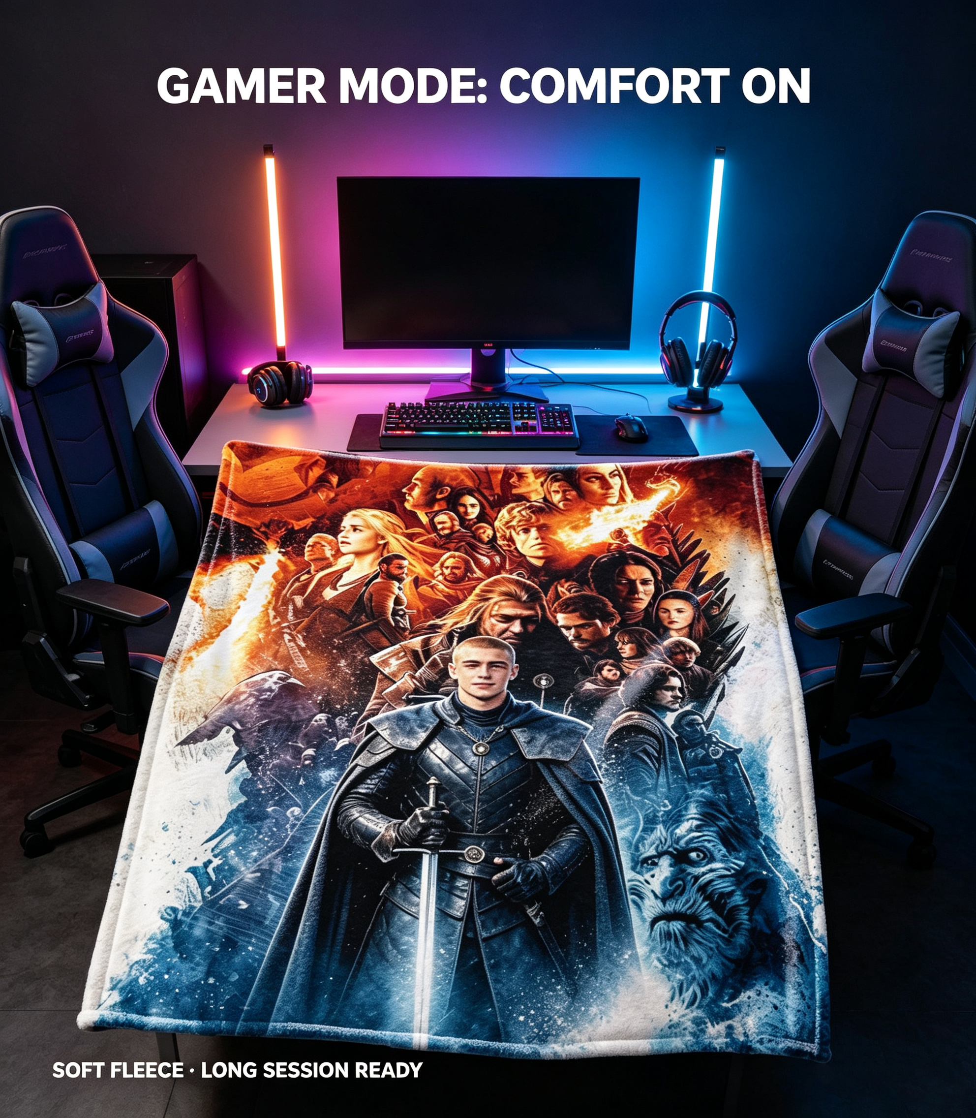 Custom Face Blanket Game of Thrones Characters Flannel Blanket Perfect for Couch Watching or Traveling Ideal Gift for Fans and Collectors