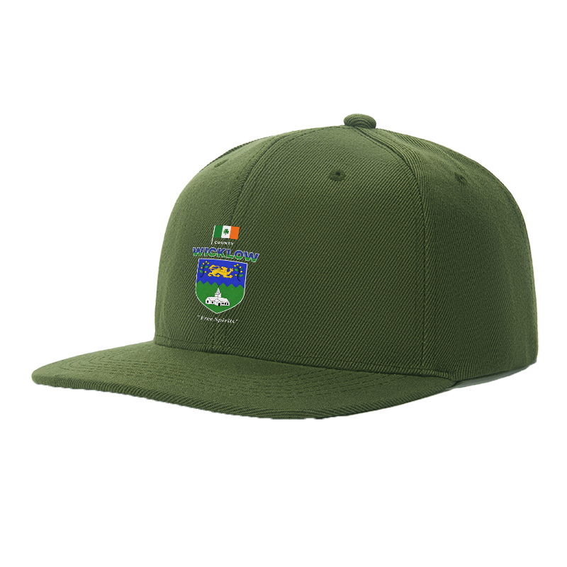 Flat Brim Baseball Cap County Wicklow Crest Irish Flag Lion Church Design Streetwear Underground Skate Style for Basketball Court Skate Park Urban Lifestyle Skaters Rappers Streetwear Enthusiasts Free Spirits Edition
