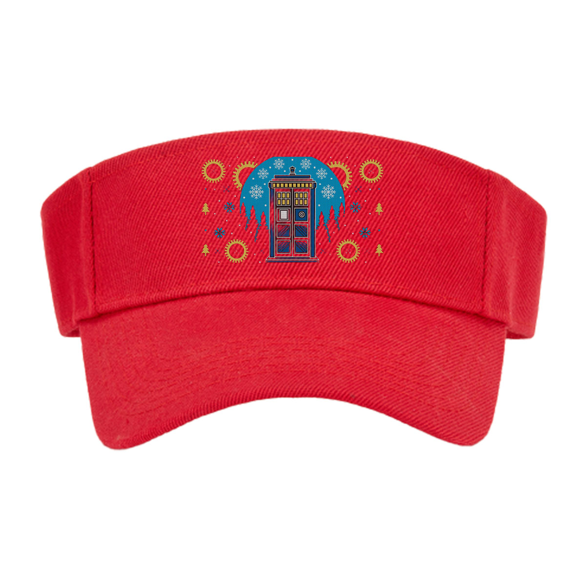 Doctor Who Christmas Sweater: TARDIS, Cybermen, Weeping Angels, and Snowflakes -  Visor cap