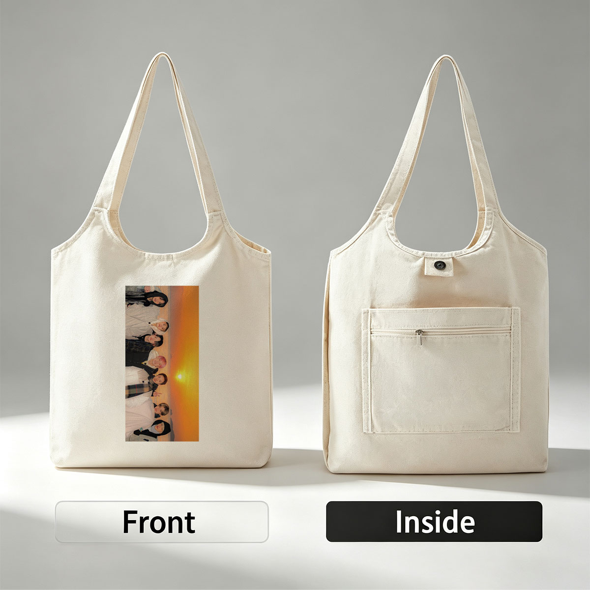 Stray Kids Sunset Beach Group Photo - Canvas shoulder bags/