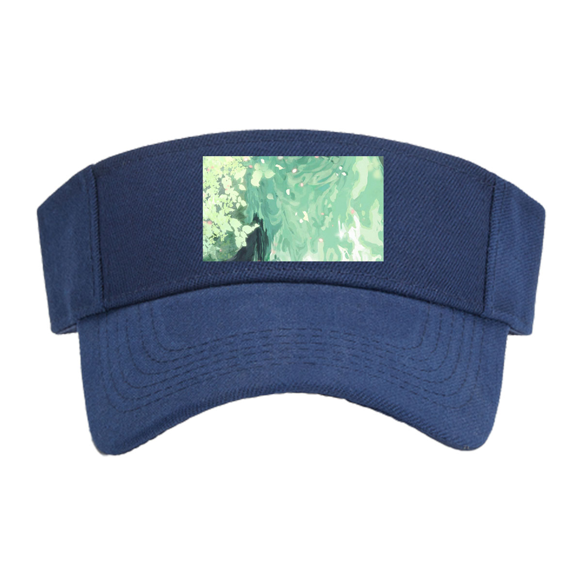 A woman floats gracefully in emerald waters, surrounded by blooming flowers and gentle ripples. -  Visor cap