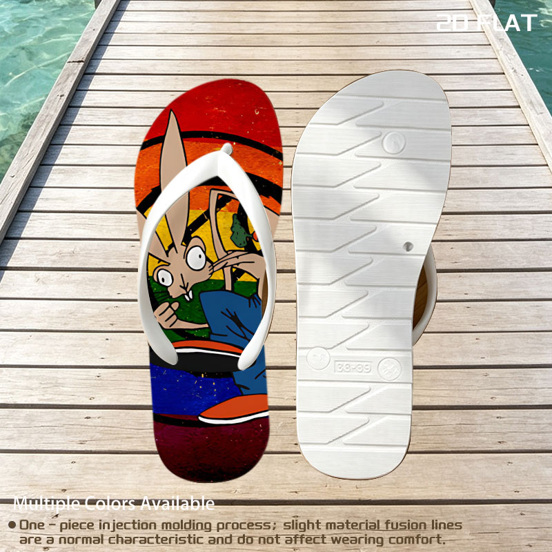 Bugs Bunny in Action: Classic Cartoon Character with Rainbow Background -  flip-flops