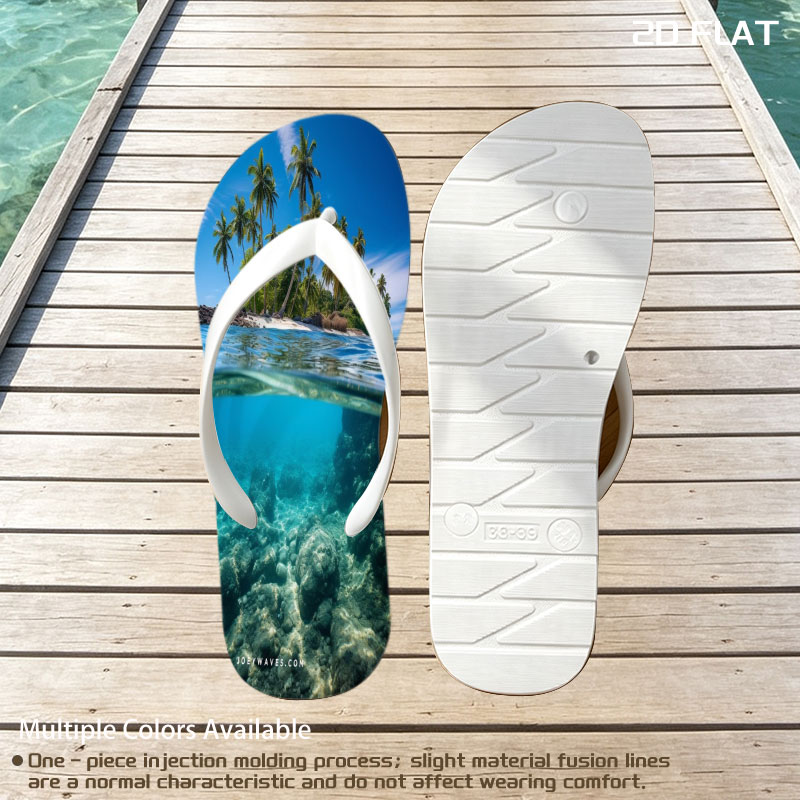 Tropical Island with Palm Trees and Crystal Clear Waters -  flip-flops