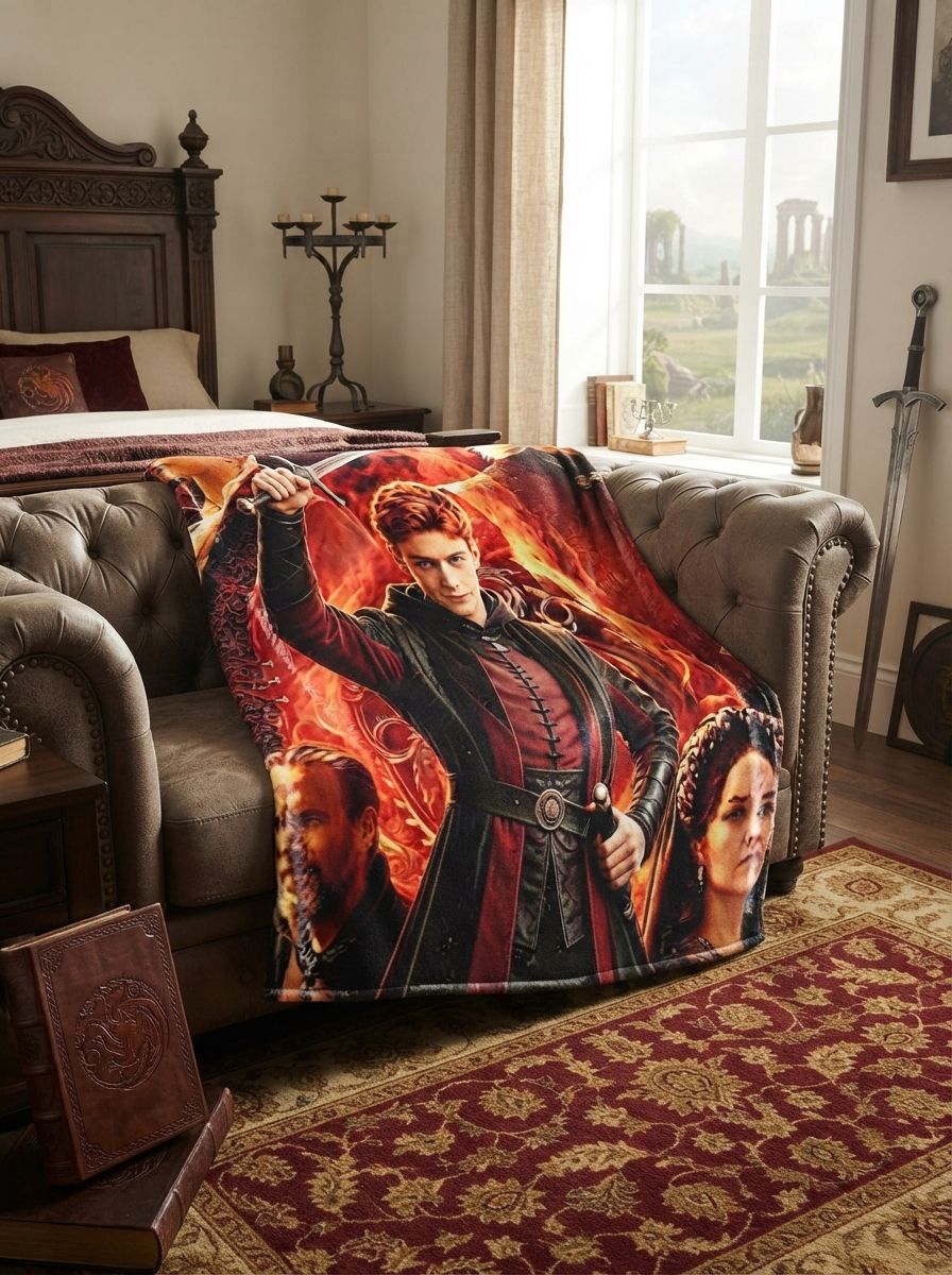 Custom Photo Face Blanket Personalized Fantasy Warrior Portrait Flannel Throw Ultra Soft Anti-Pilling Warm Fleece