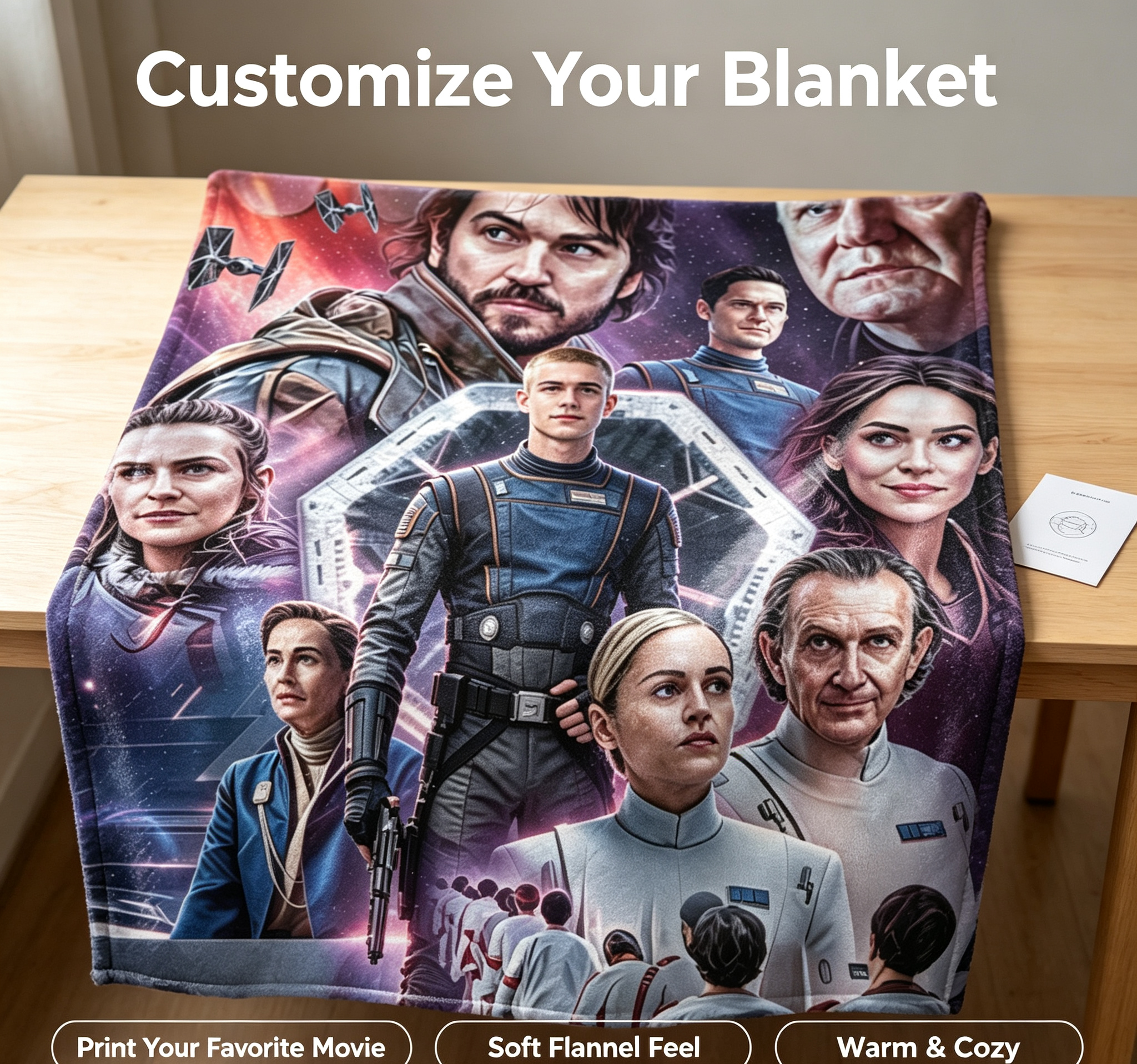 Custom Face Blanket Star Wars Characters Flannel Blanket Cozy Bedding Gift for Fans and Collectors