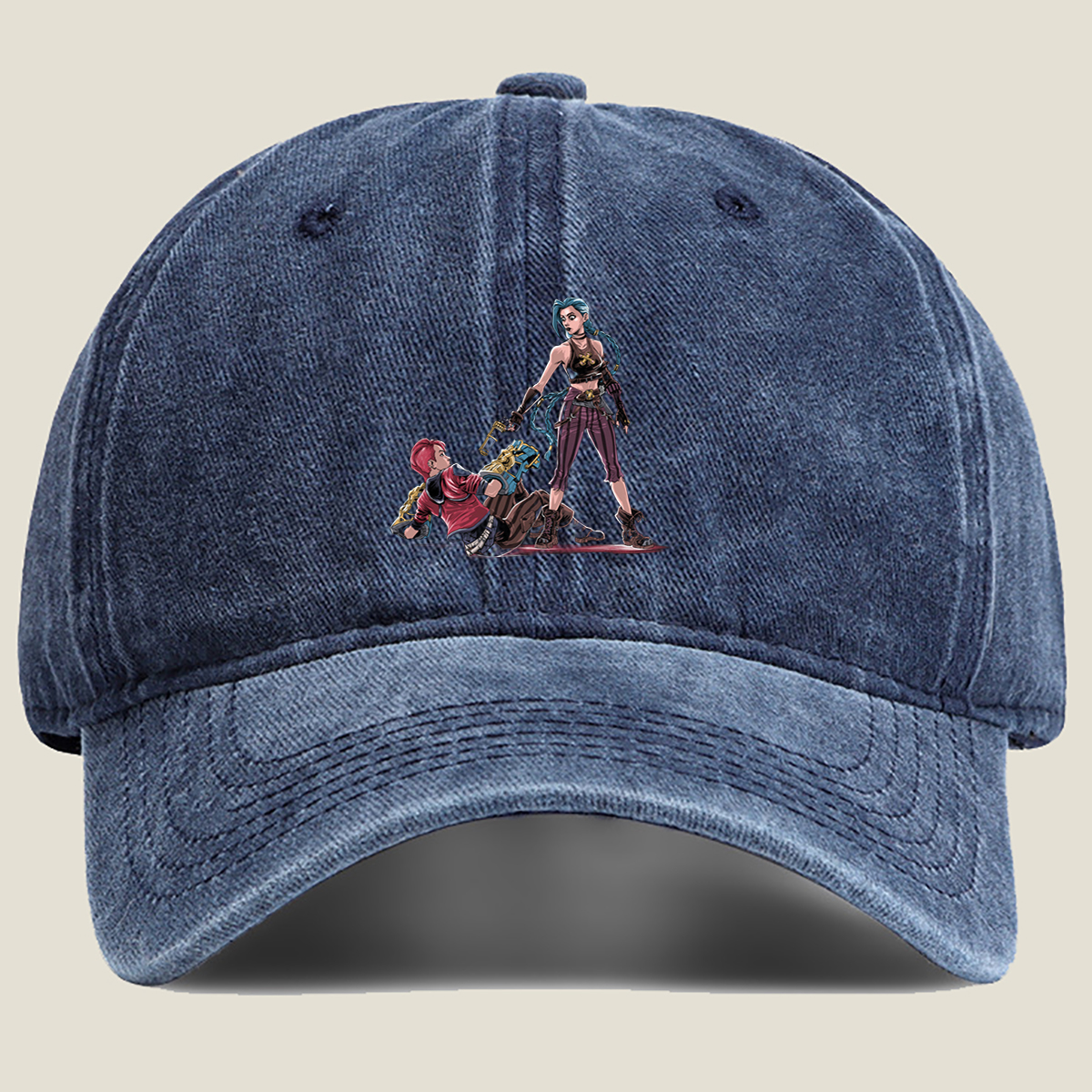 Jinx and Vi from League of Legends - Washed Denim - Baseball Cap