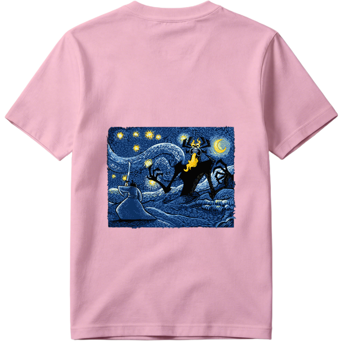 Samurai vs. Fiery Spider in Starry Night - Tee