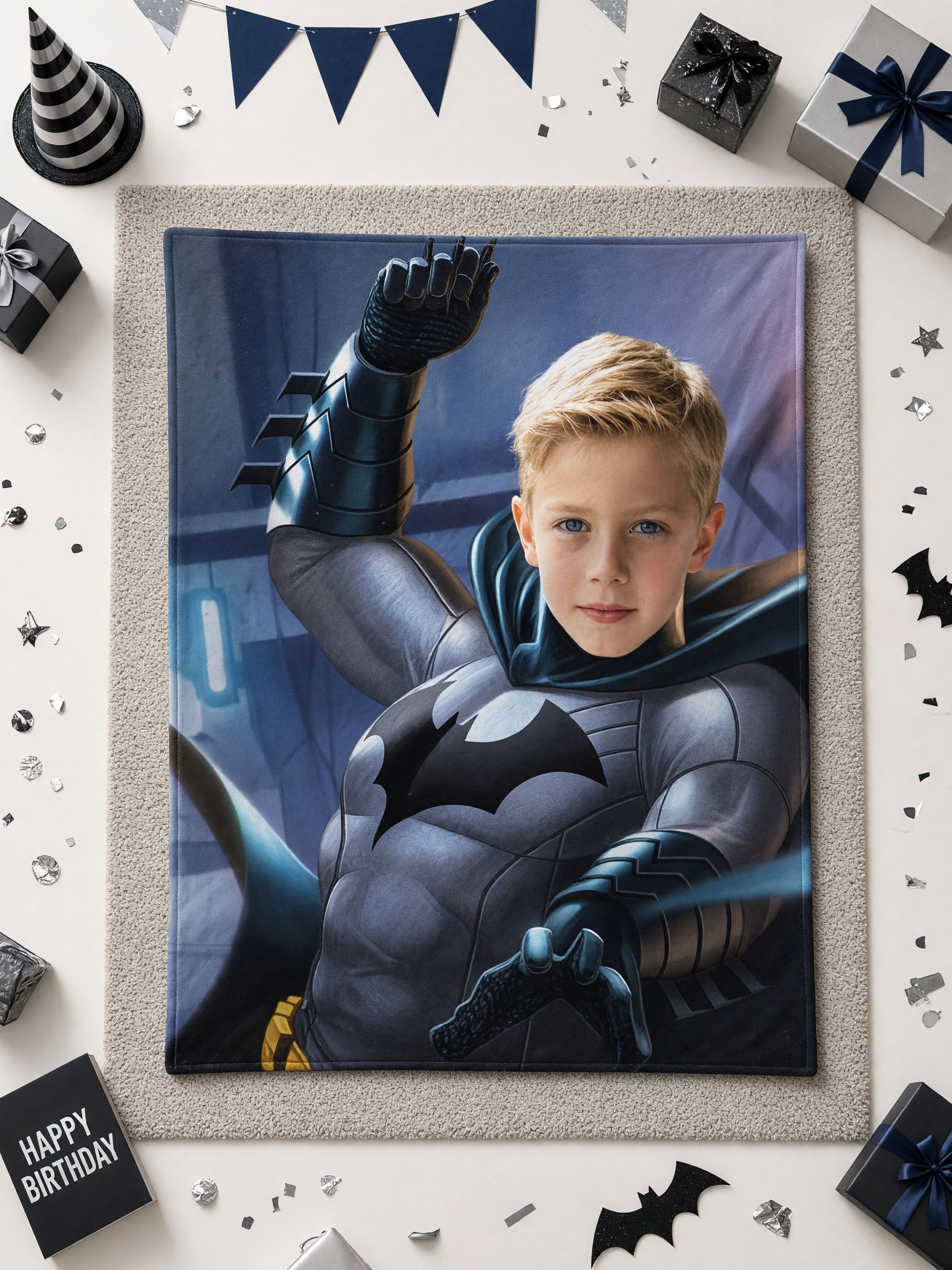 Custom Photo Face Blanket Personalized Superhero Flannel Throw Lightweight Soft Fleece Bed Couch Decor Keepsake Gift