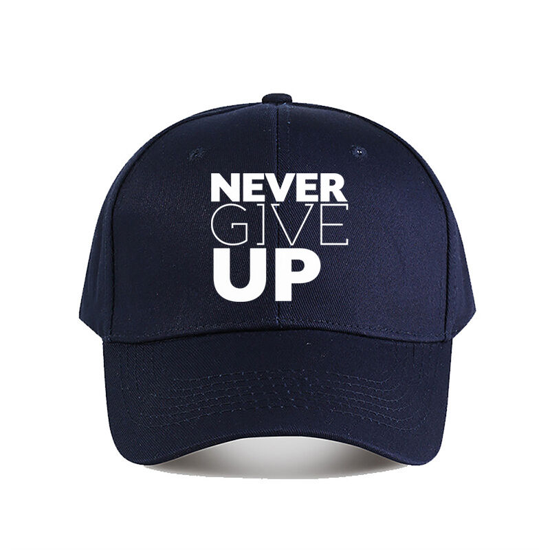 Curved Brim Baseball Cap Never Give Up Inspirational Letter Print