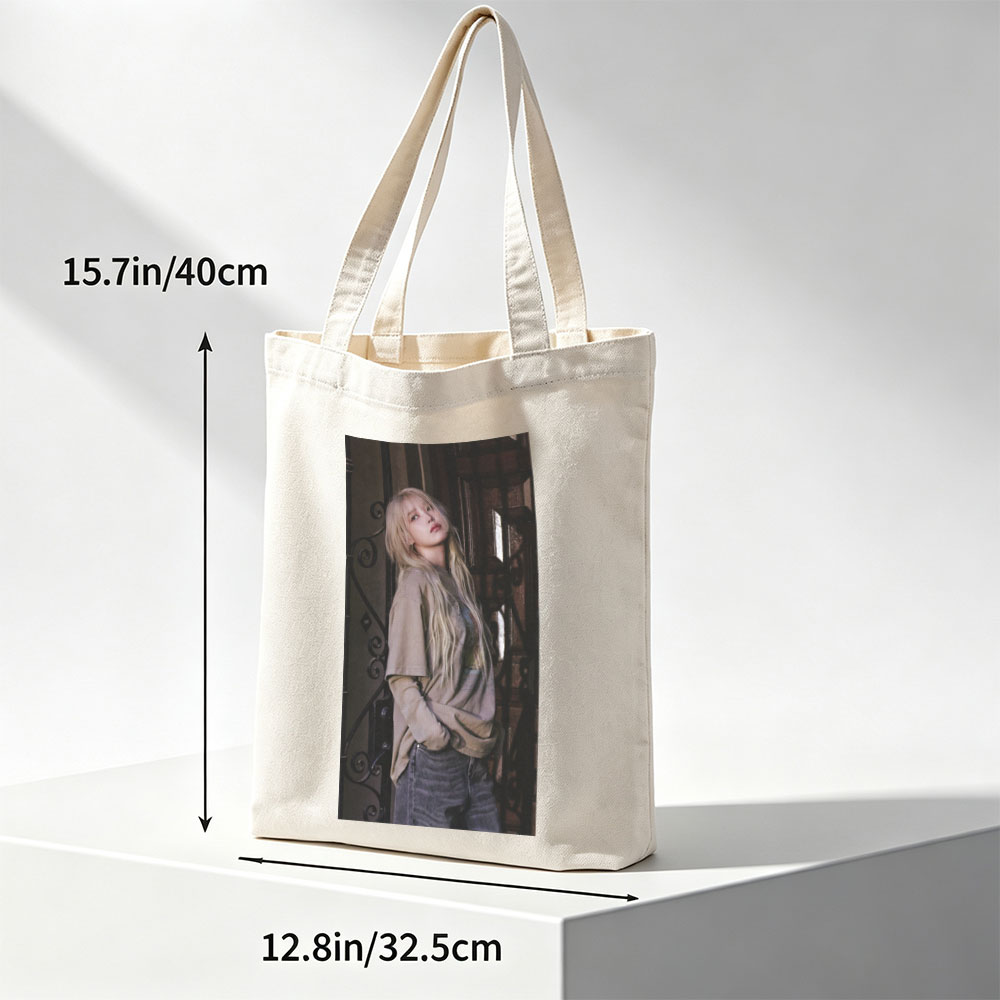 IVE Yujin in a Moody Urban Scene Wearing a Beige Oversized Sweater and Jeans - Canvas tote bags
