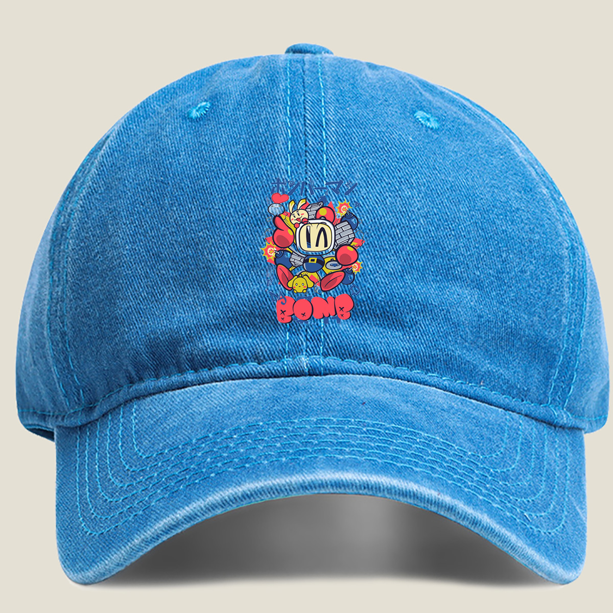 Bomberman: Classic Characters and Bombs - Washed Denim - Baseball Cap