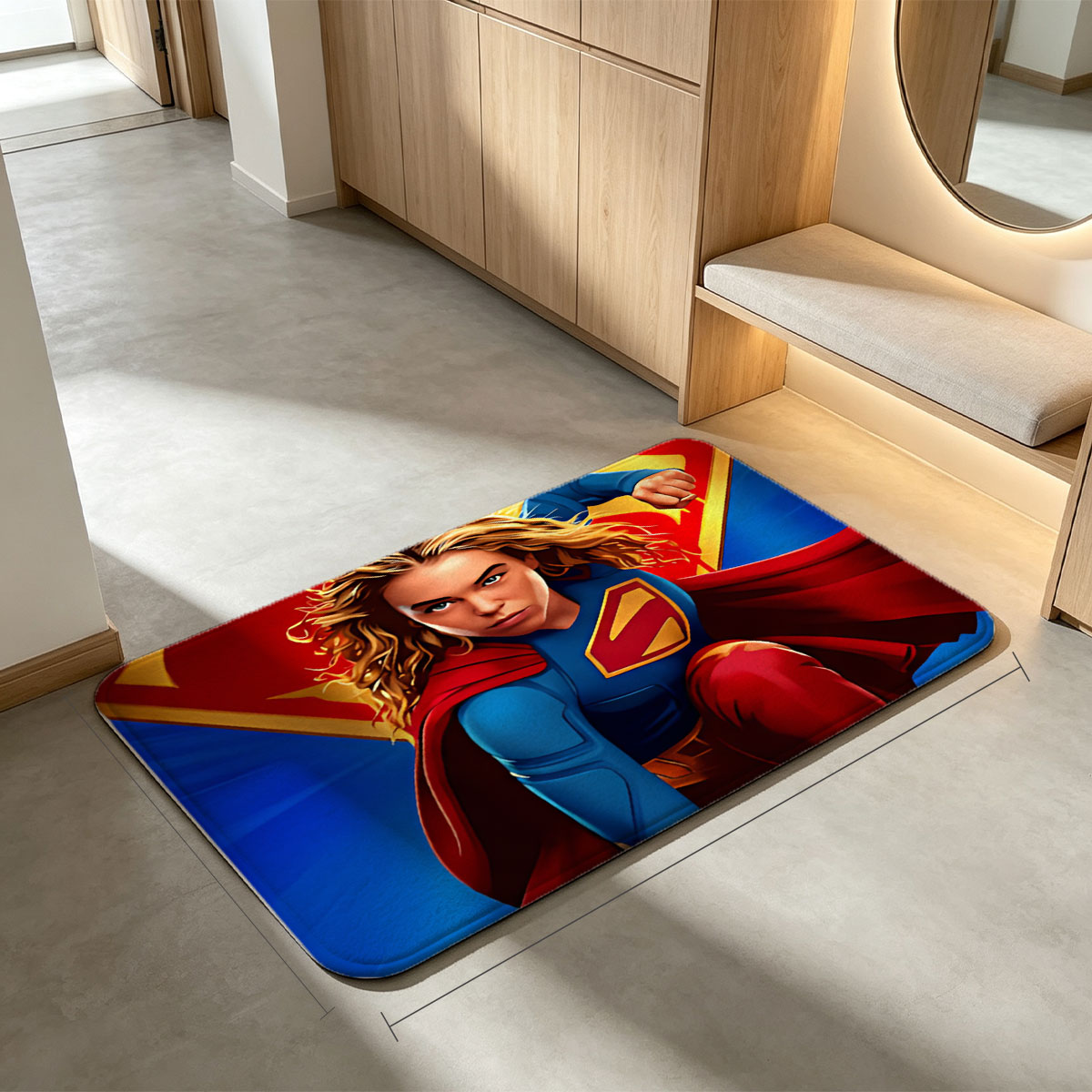 Supergirl Movie Poster - DC Studios, Starring Supergirl, Now Showing at Cine 6, Release Date: 26 June - Flannel floor mat