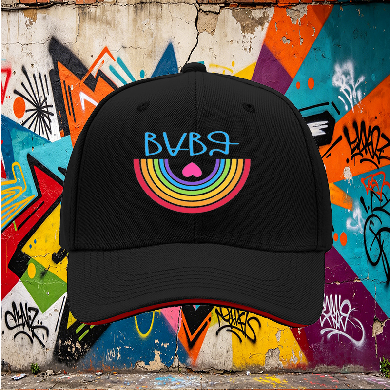 Unisex Classic Sandwich Hat with Rainbow Heart and 
