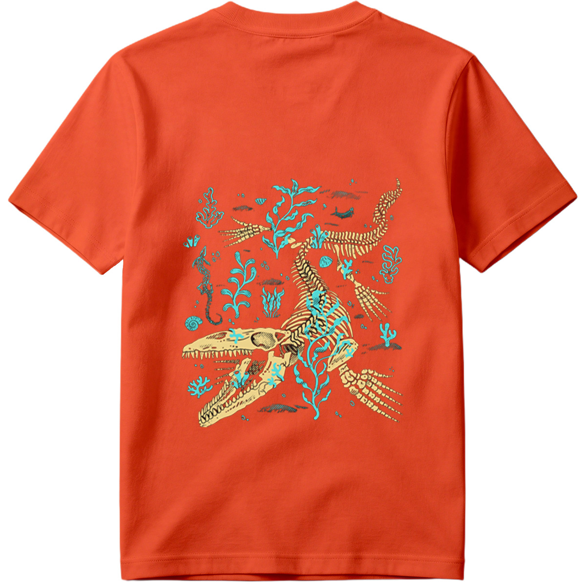 Mosasaurus Skeleton in Ocean Depths - Tee