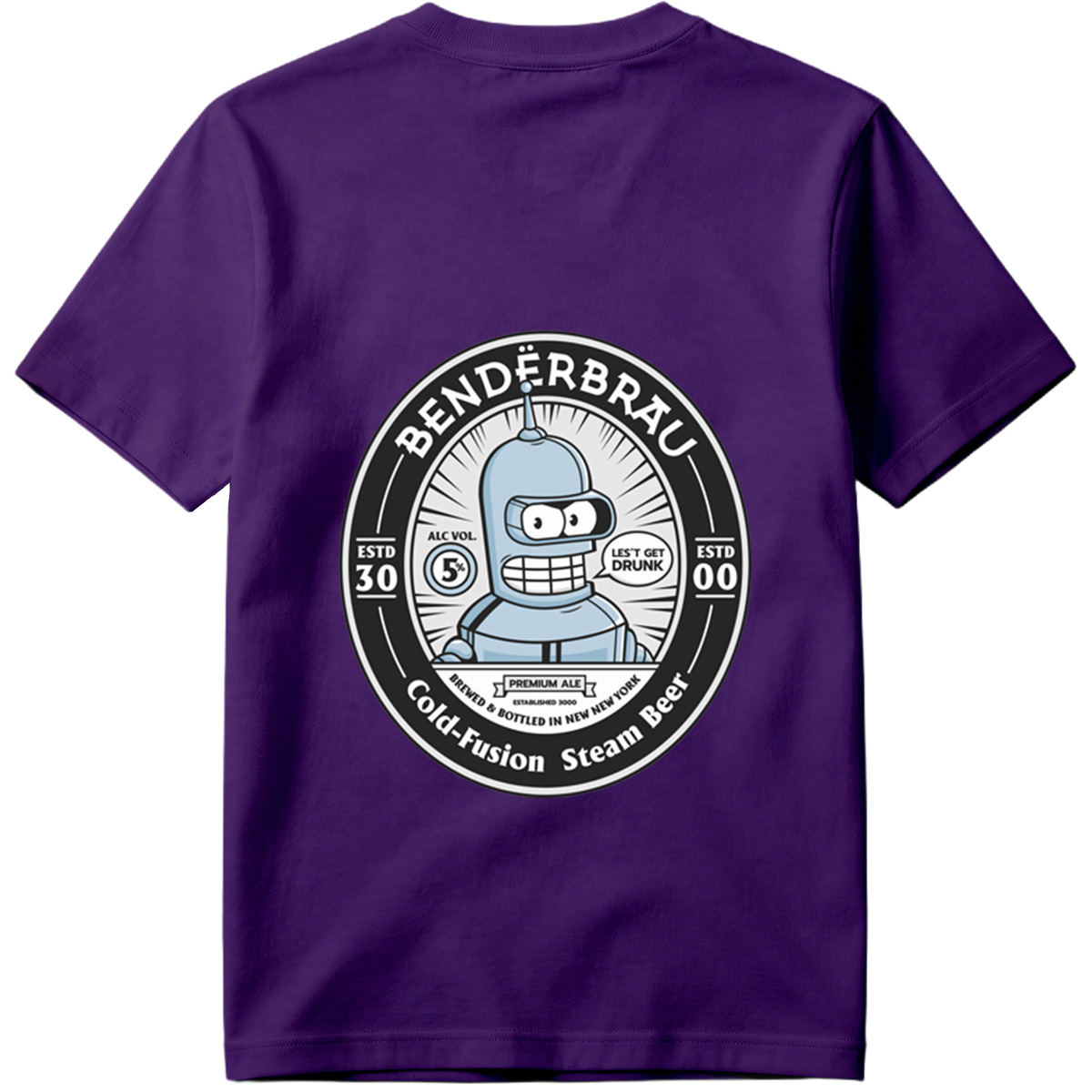 Bender Brau: Cold-Fusion Steam Beer Featuring Bender from Futurama - Tee