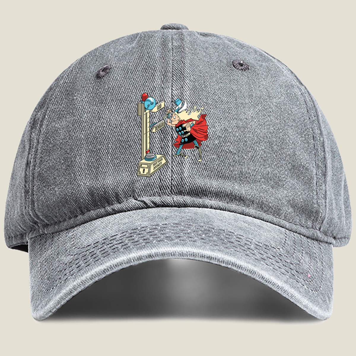 Thor Tests His Divinity - Washed Denim - Baseball Cap