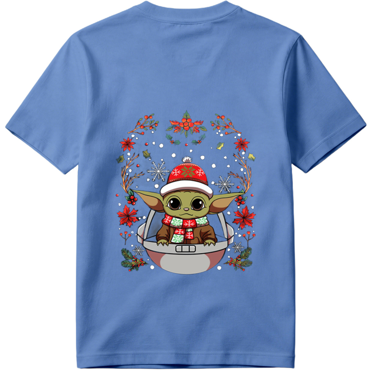 Baby Yoda in Christmas Hat and Scarf - Tee