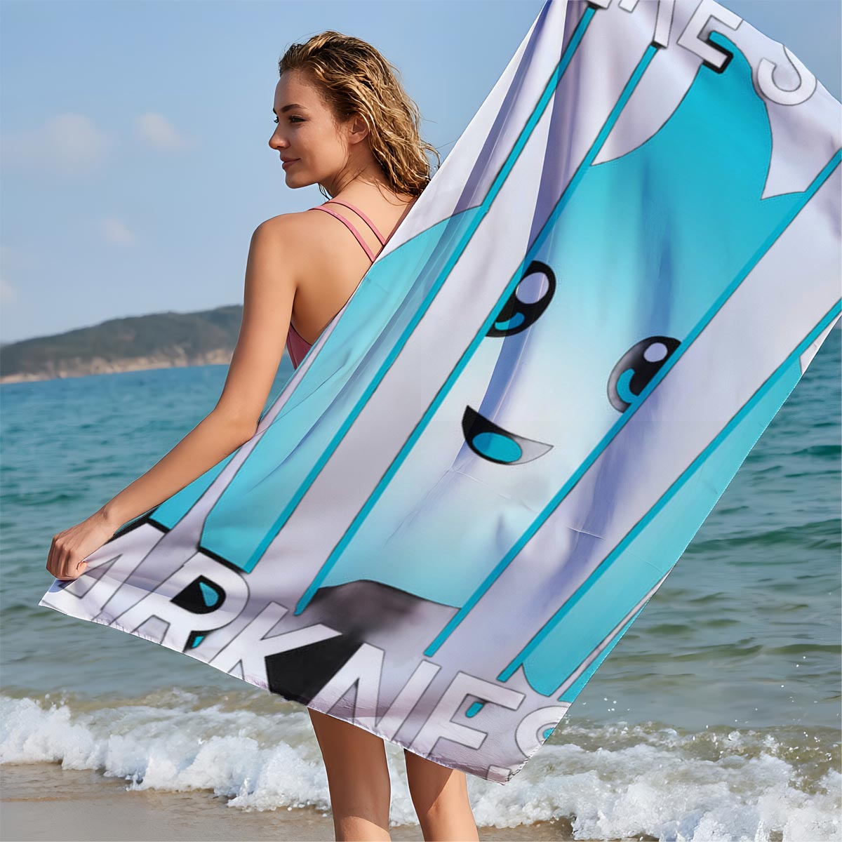 There's Only Darkness: Blue Character Behind Bars - Beach towels