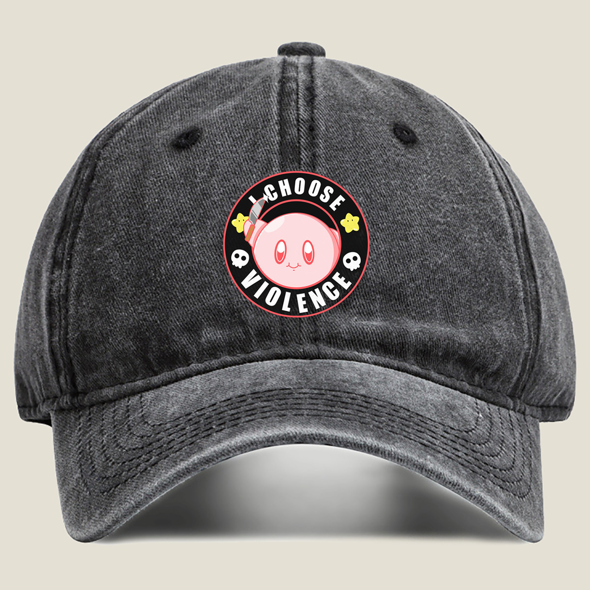 Kirby I Choose Violence - Washed Denim - Baseball Cap