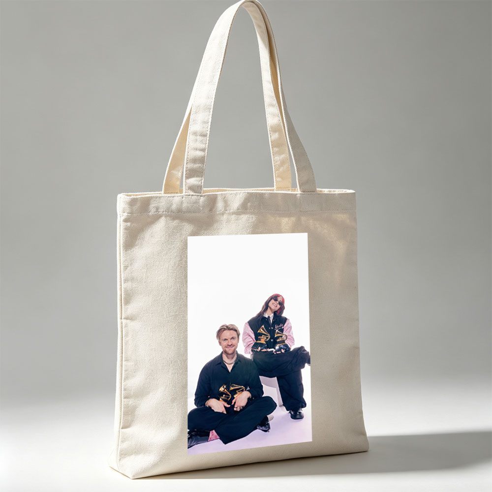 Billie Eilish and Finneas O'Connell at the Grammys with Their Awards - Canvas tote bags