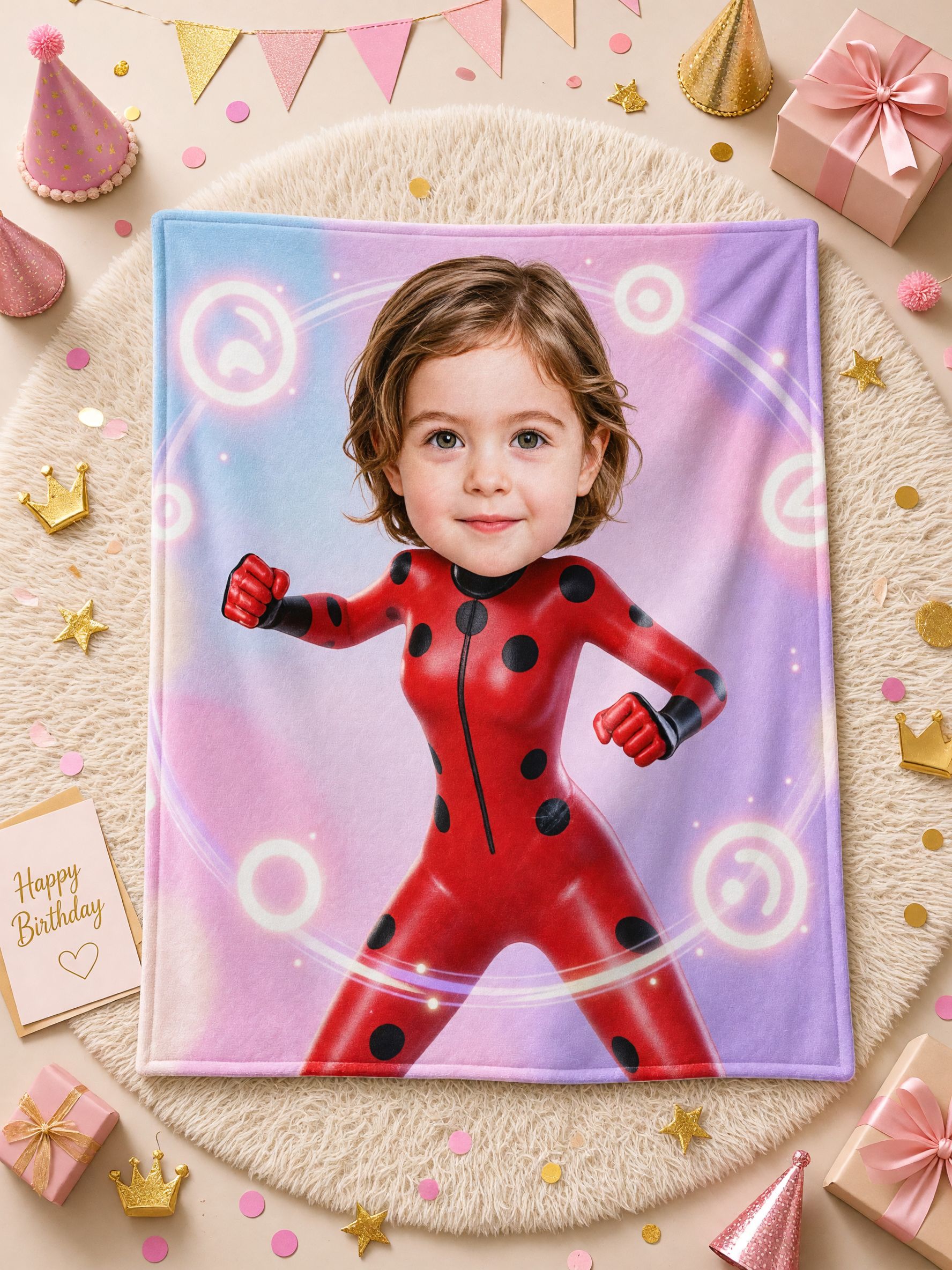 Custom Face Photo Blanket, Soft Flannel Superhero Throw, Warm Personalized Keepsake Bed Couch Gift for Kids and Family