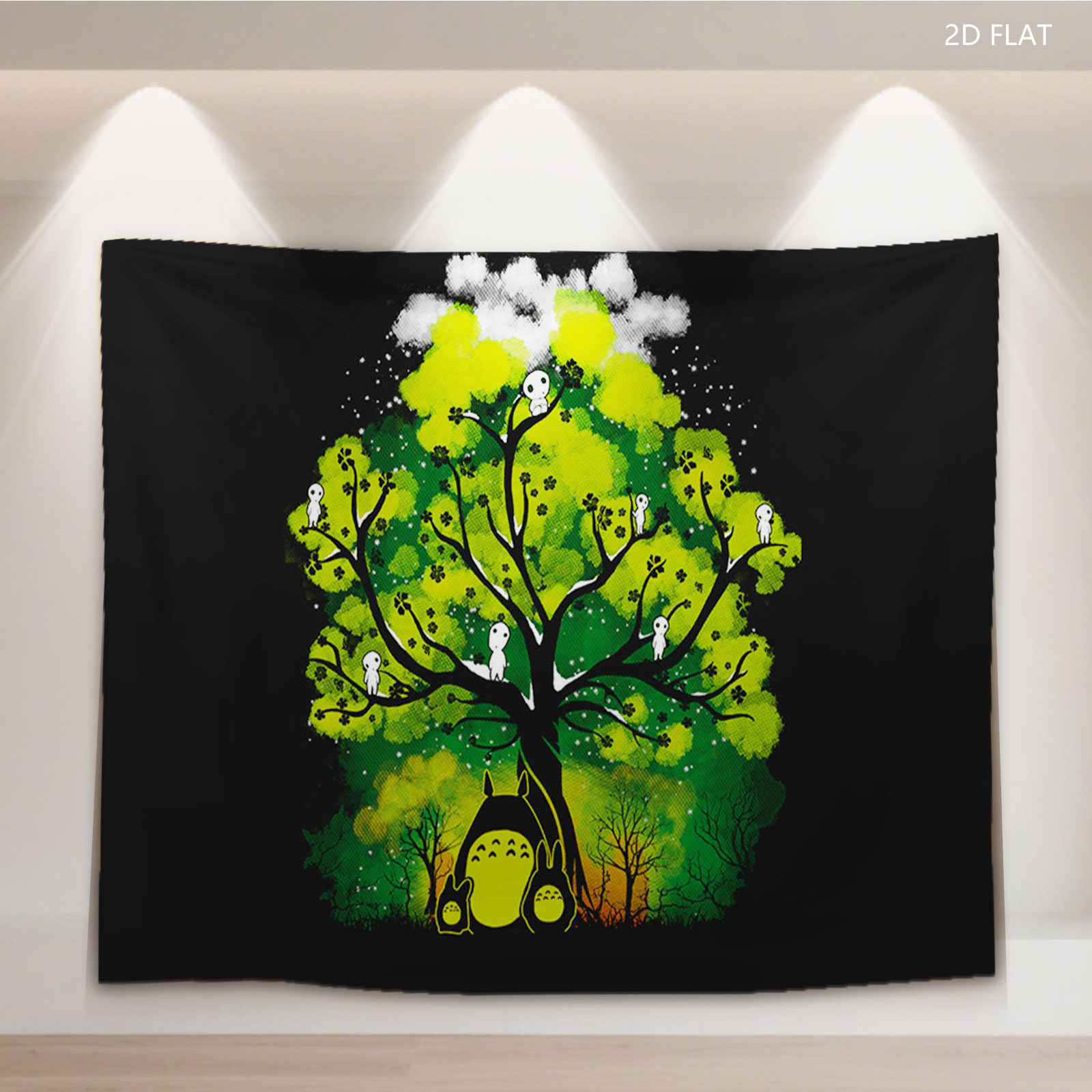 Totoro and Kodama in the Enchanted Forest - Tapestry