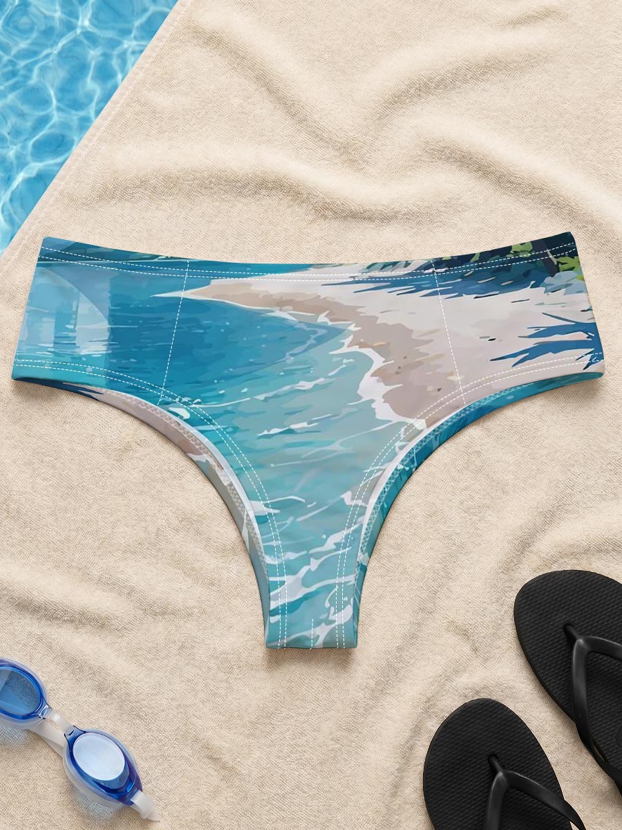 Tropical Beach with Crystal Clear Water and Palm Trees -  Men's swim trunks