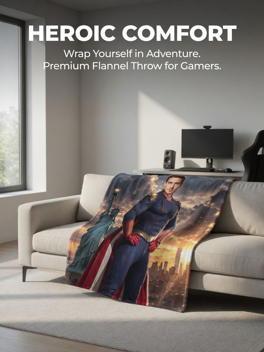 Custom Superhero Face Flannel Blanket Personalized Photo Throw Skin-Friendly Warm Fleece Blanket for Bed Sofa Couch