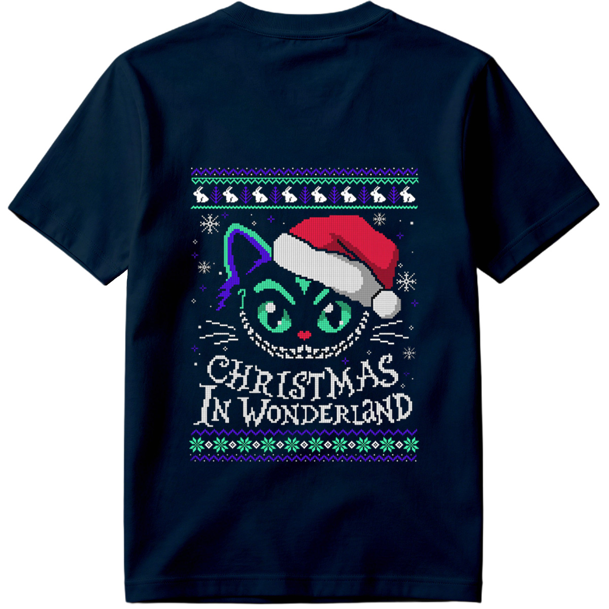 Christmas in Wonderland: Cheshire Cat Ugly Sweater Design - Tee