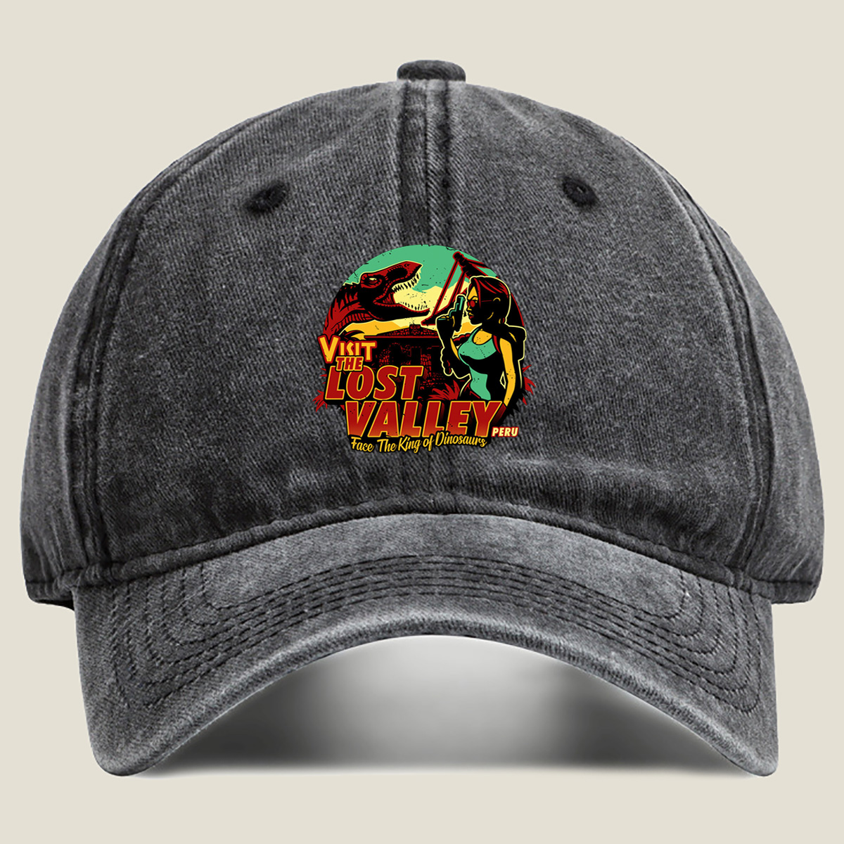 Visit the Lost Valley: Face the King of Dinosaurs - Washed Denim - Baseball Cap